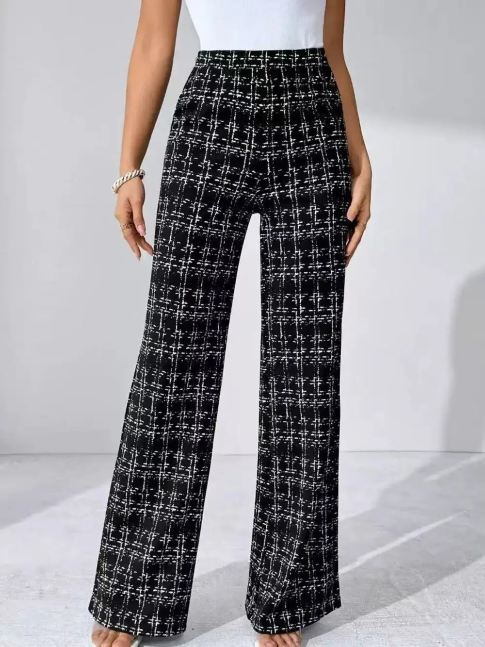 Wide Leg Plaid Casual Versatile Pants