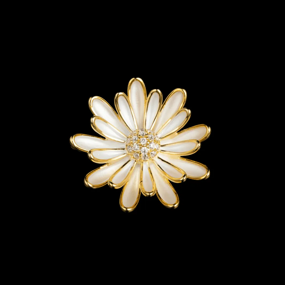 Enamel Daisy Pearl Brooch