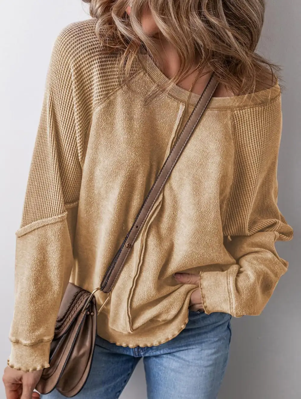 Soft Layer Patchwork Loose Sweatshirt