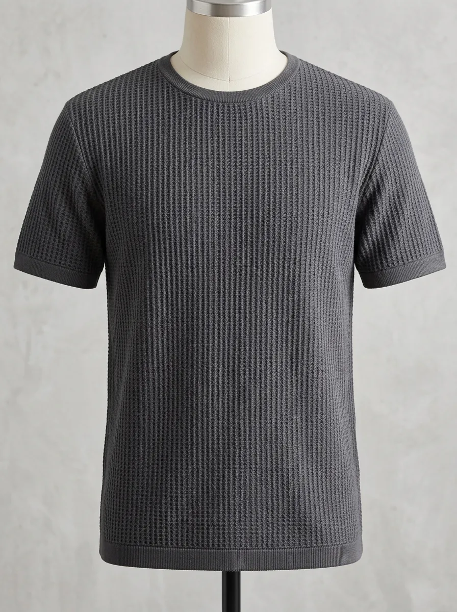 Refined Weekend-Look Men's Knit Crew-Neck T-Shirt