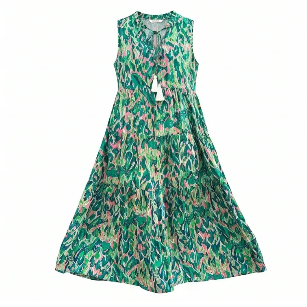 Tiered Floral Boho Midi Dress