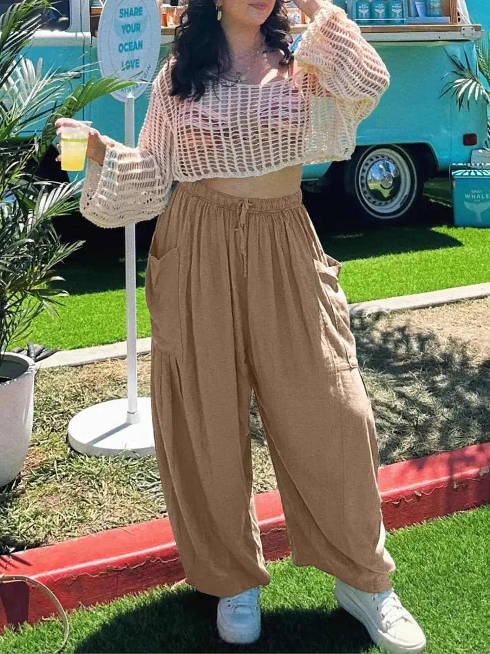 Casual Drawstring Pocket Detail Pants