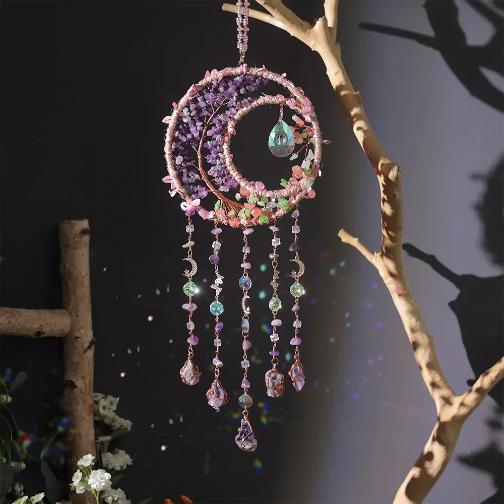 ❤️‍🔥Handmade Natural crystal gravel handmade tree of life pendant
