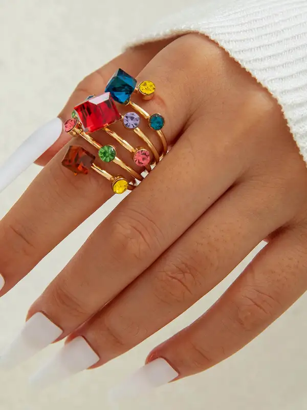 Geometric Rhinestone Ring