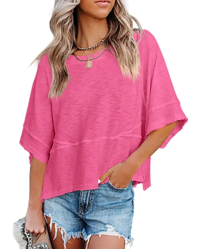 Women's Comfortable Slouchy Short Sleeve T-Shirts - Breathable & Roomy