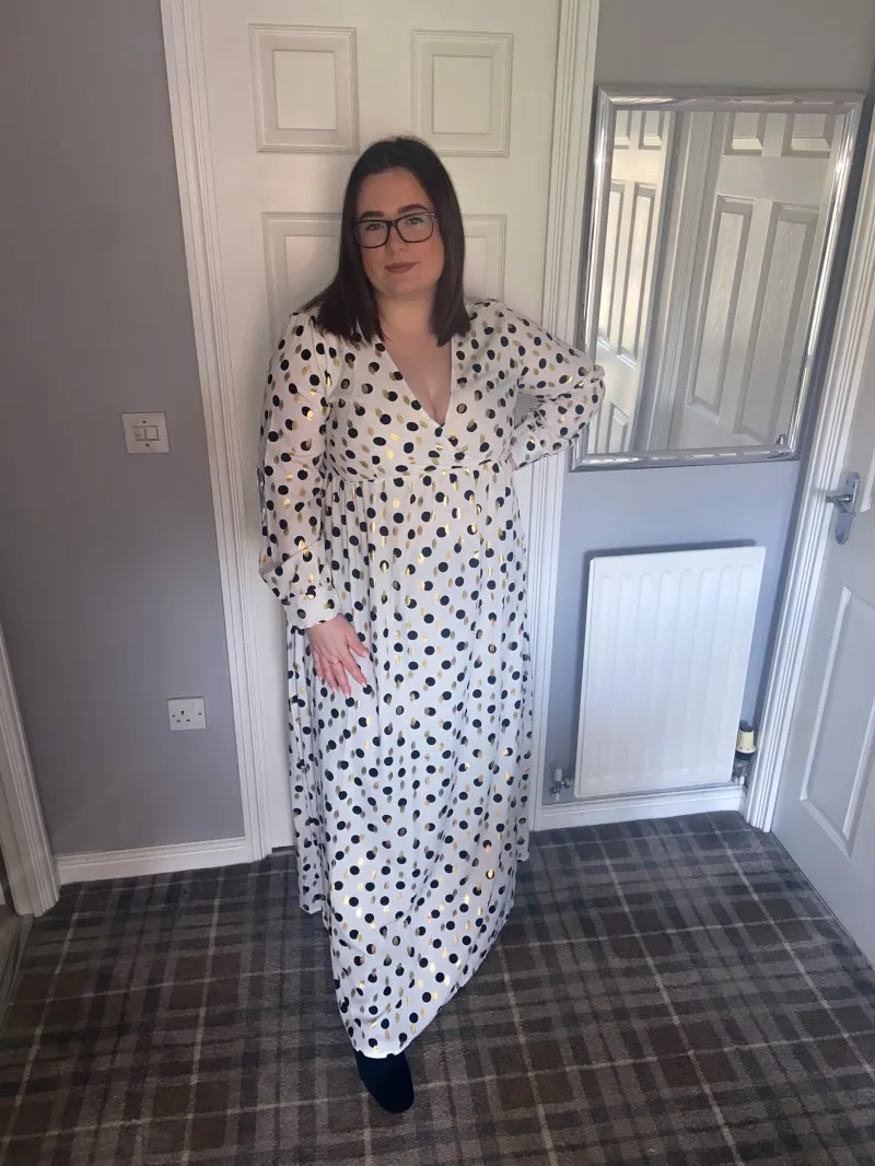 Hot Stamping Polka Dot Belted Dress