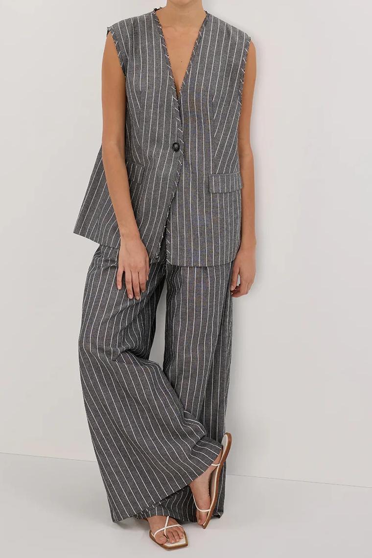 SLATE STRIPE OVERSIZED VEST