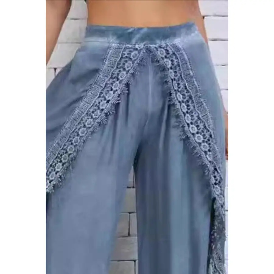 Full Size Lace Detail Wide Leg Pants Plus Size