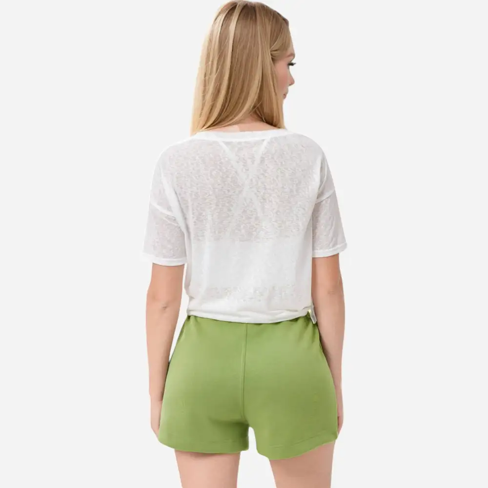 High-Waist Elastic-Waist Side-Pocket Casual Shorts