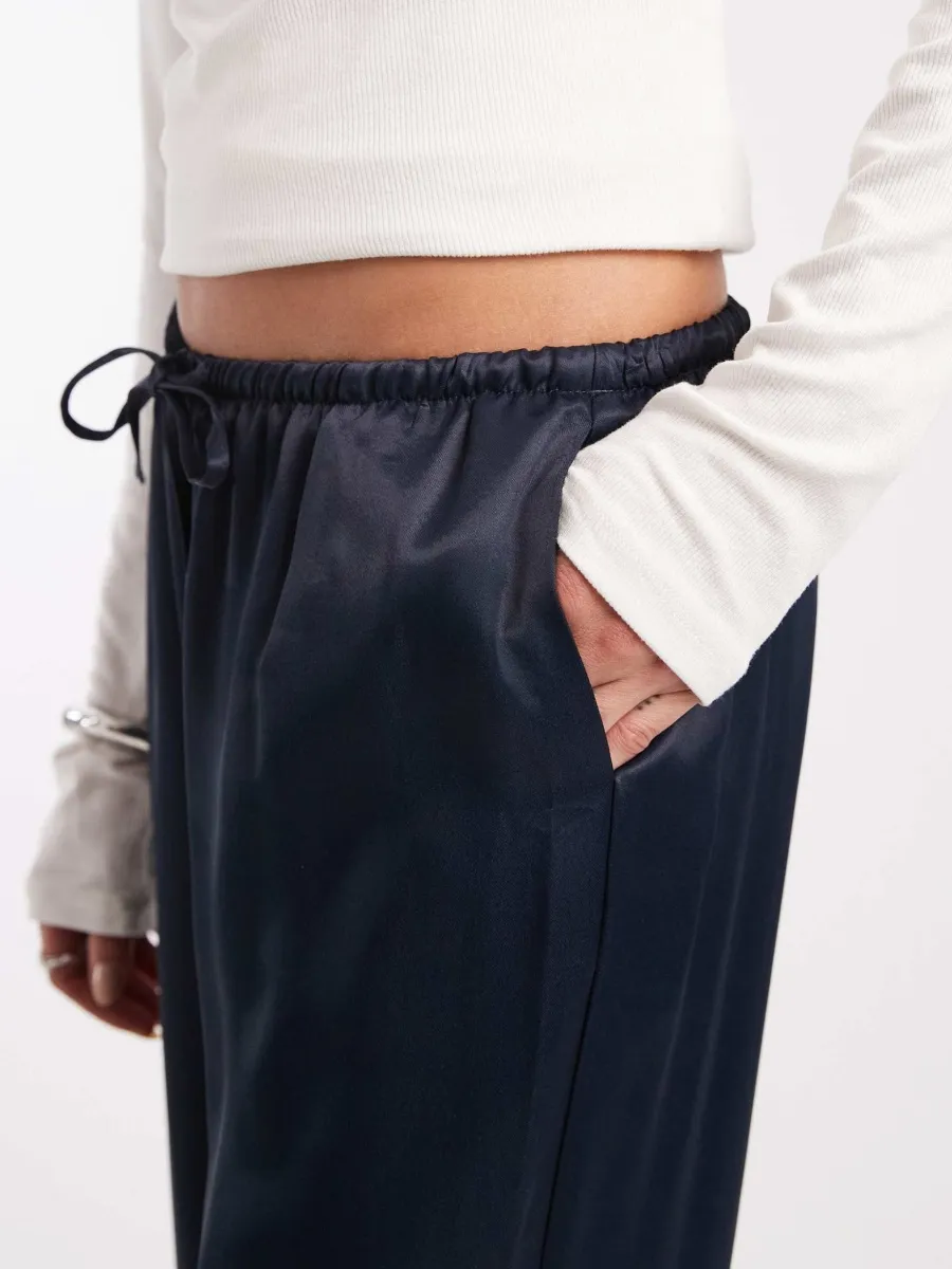Casual Drawstring Plain Pants