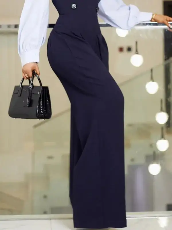 Jumpsuits Met Hoge Taille En Lange Mouwen Geplooide
