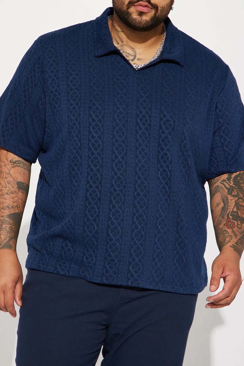 Fold Down Collar Short Sleeve Polo