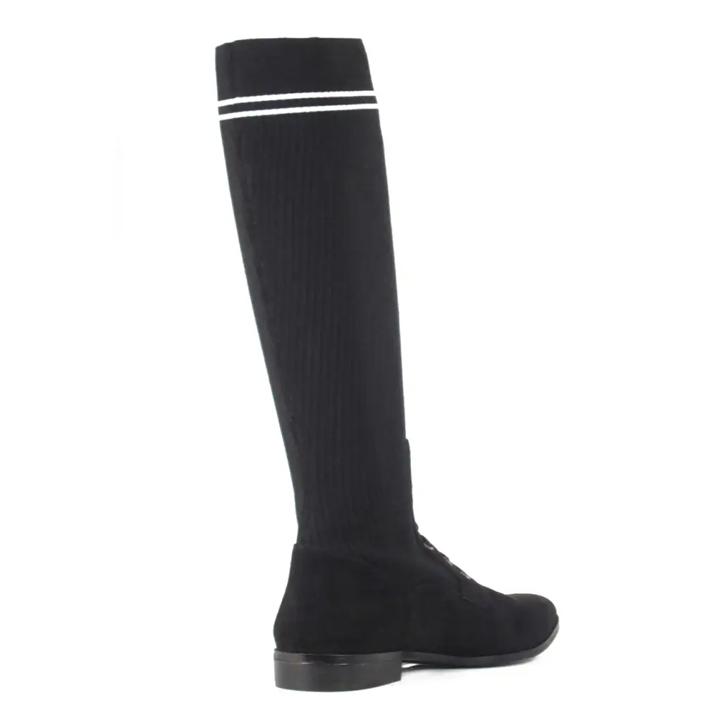Lace Up Sock Stretch Knee High Boots