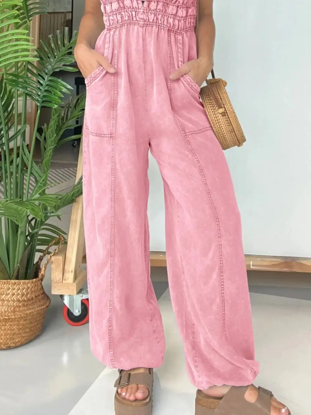 Plus Size Wide Leg Spaghetti Strap Accessory