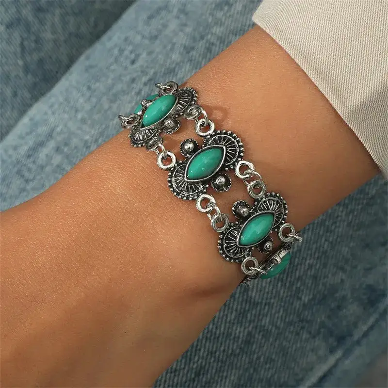 Teardrop Link Stone Bracelet