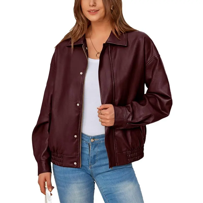 Women'S Faux Leather Motorcycle Jacket