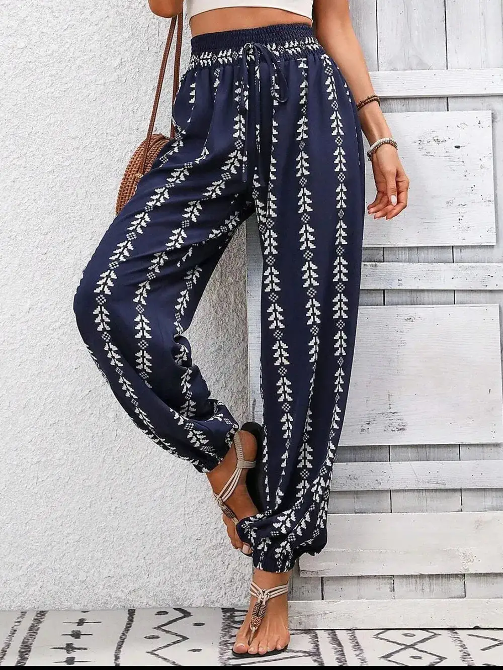 Flowy Tie Waist Tie Detail Pants