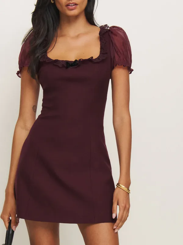 Puff Sleeve Square Neck Bodycon Mini Dress