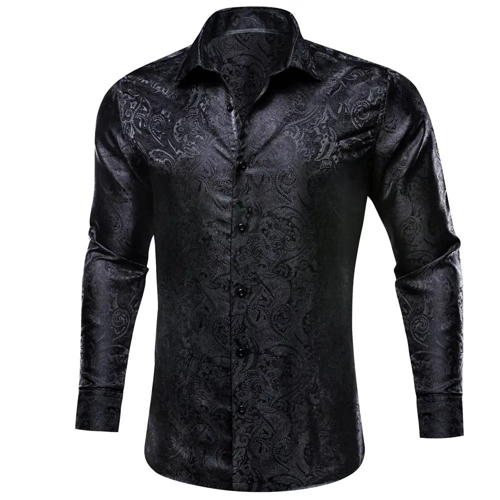 Tailored Paisley Long Sleeve Silk Dress Shirt