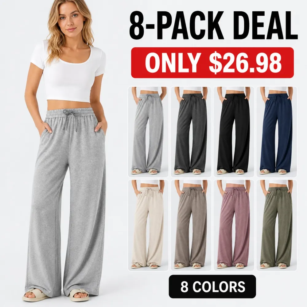 Women's High Waisted Drawstring Wide Leg Casual Pants