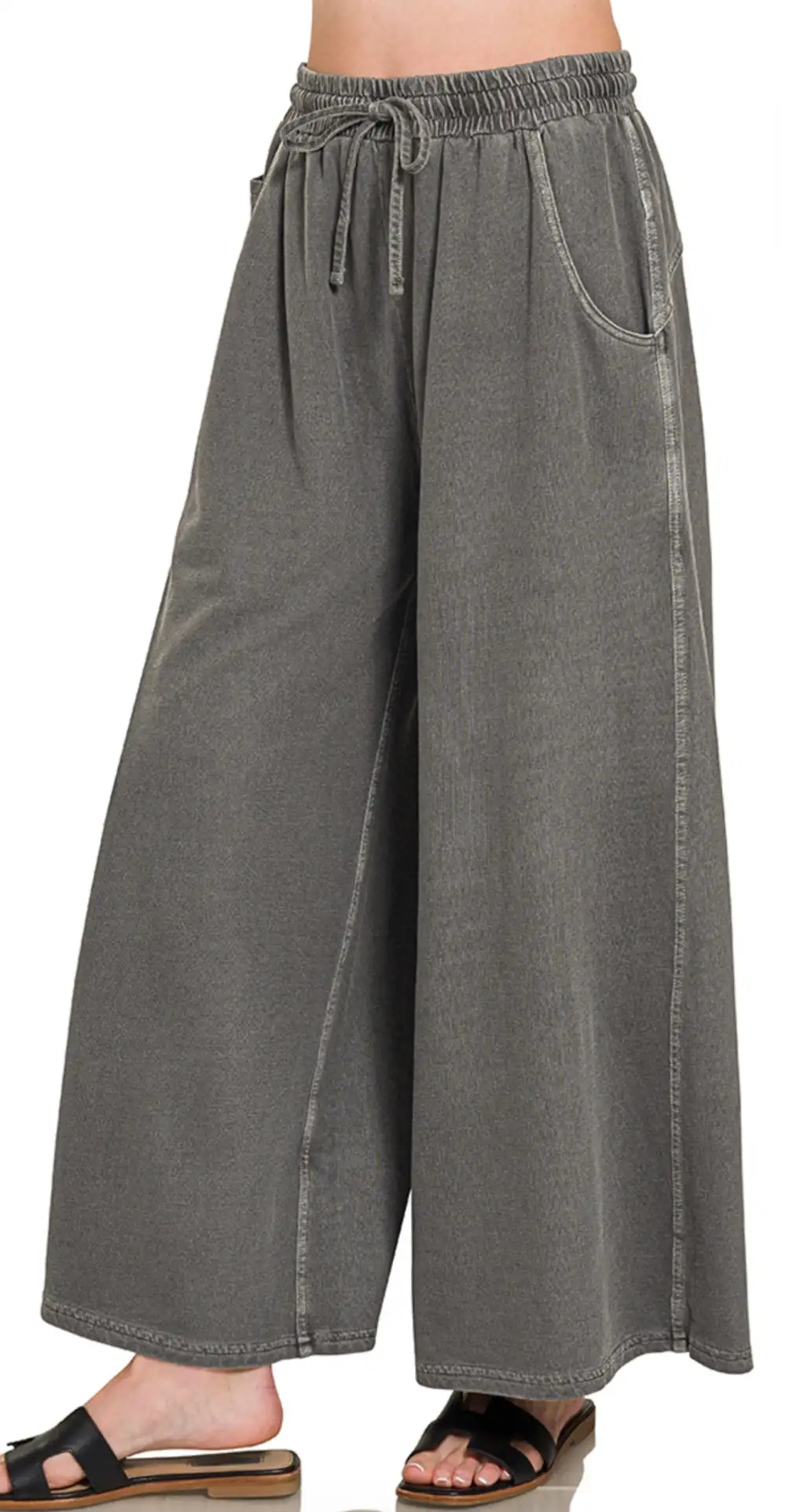 Roomy Drawstring Cotton Blend Casual Pants