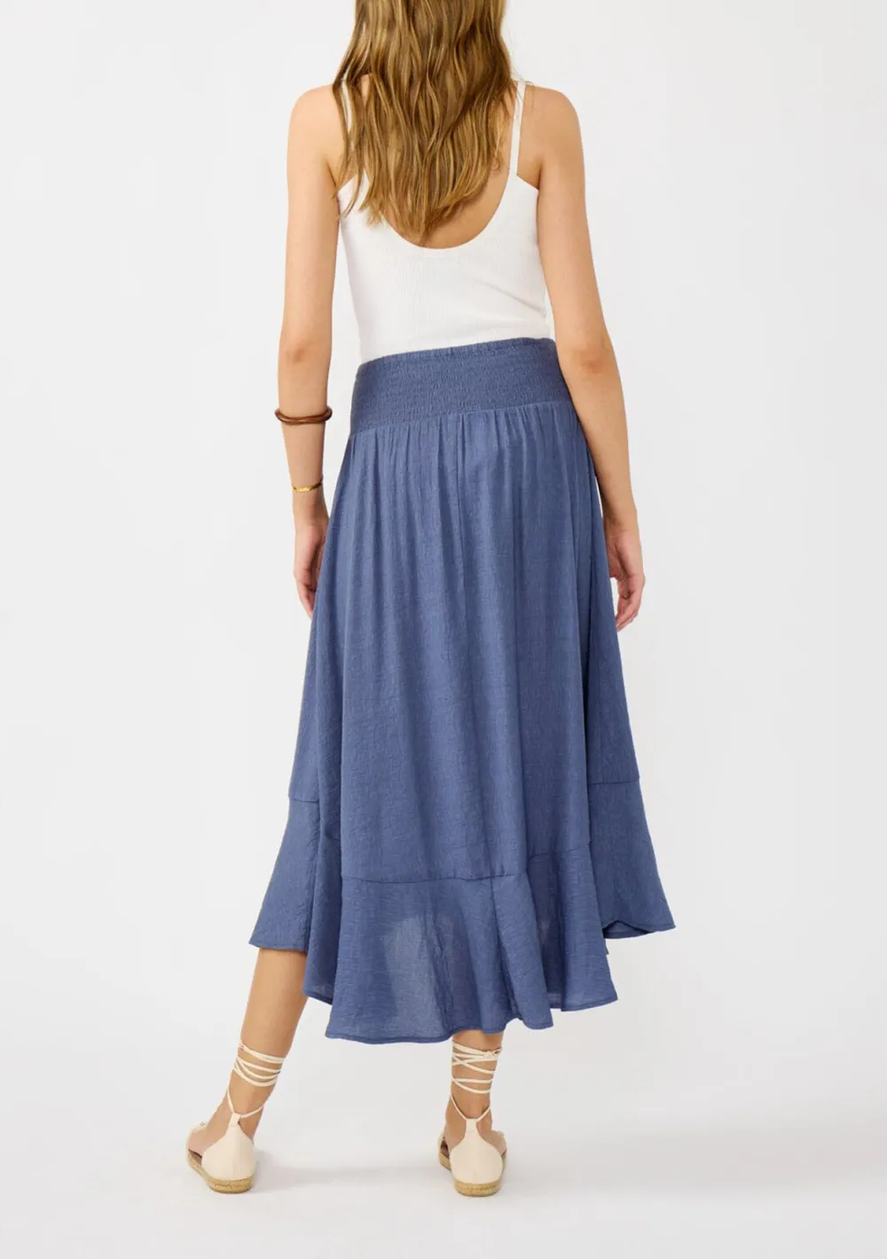 Smocked Drawstring Waist Skirt