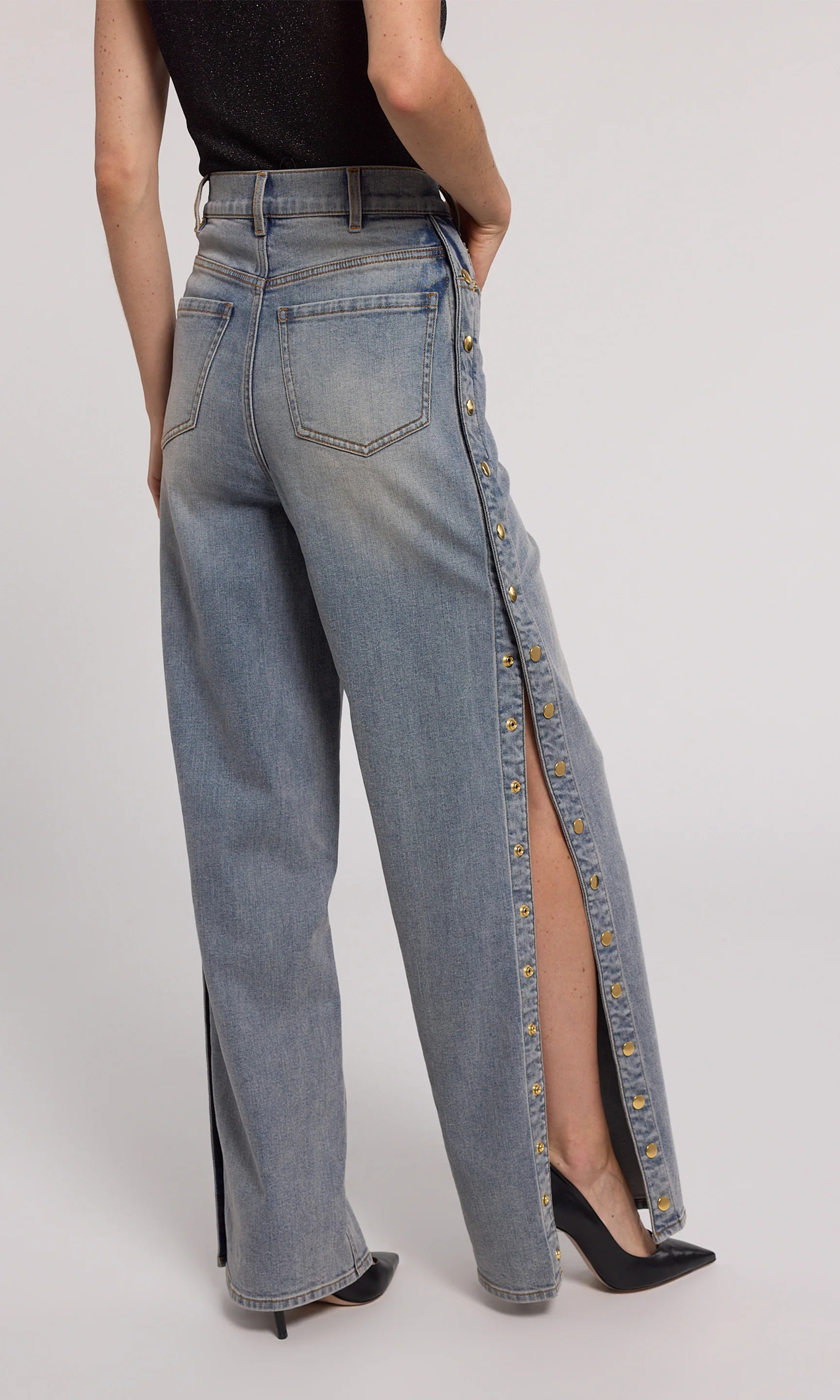 Trendy Slit Snap-Button Jeans