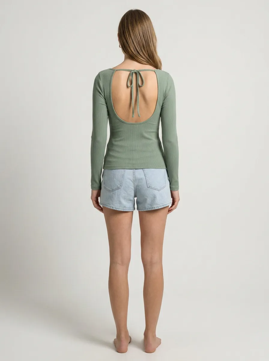 Women's Essential Ribbed Open Back Camisole