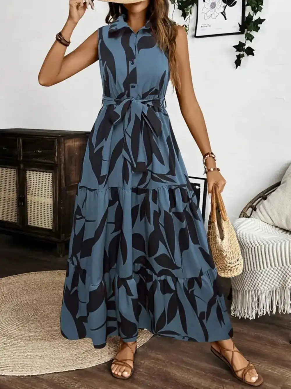 Sleeveless Printed Maxi Dress