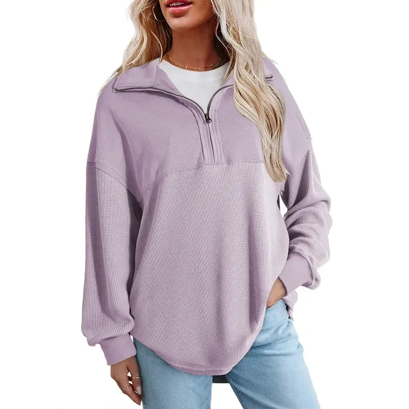 🔥Last Day💥Women's Half-Zip Waffle Knit Sweater🔥8-Pack Only $24