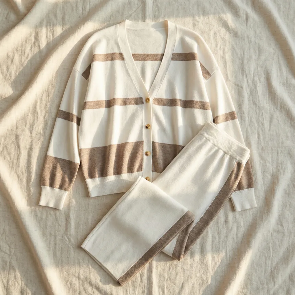 Striped Knit Cardigan Set