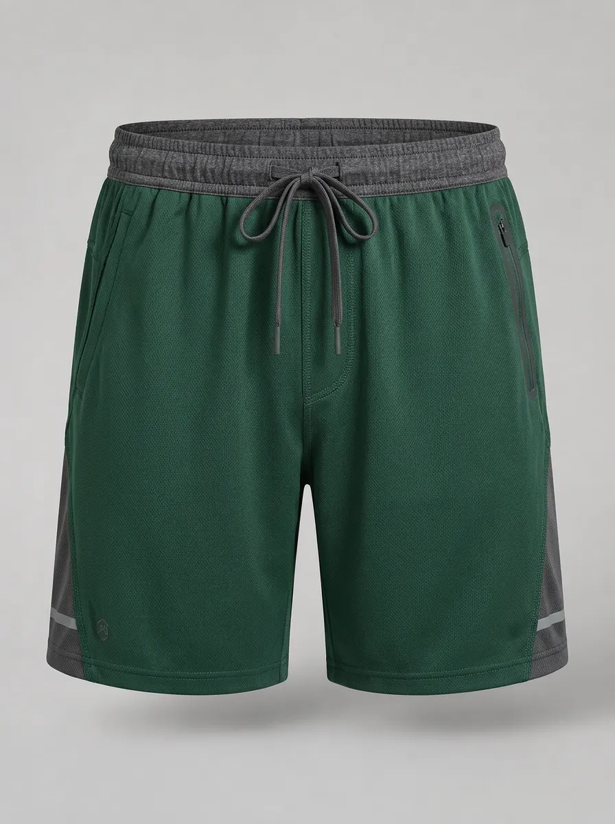 Men's Athletic Breathable Mesh Drawstring Zipper Pocket Shorts