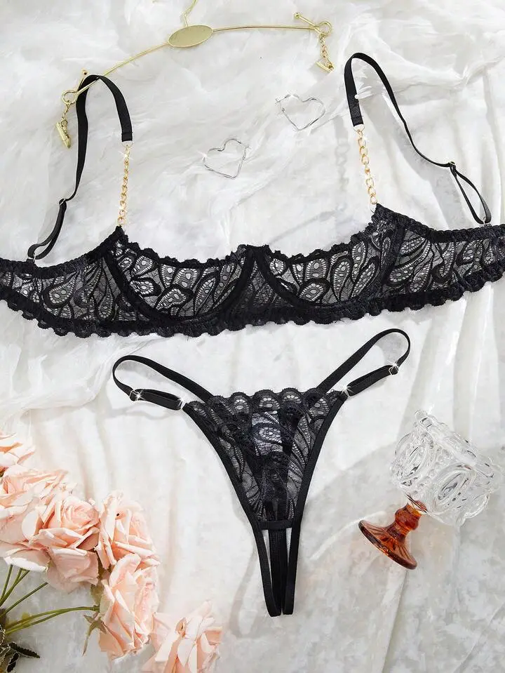 Refined Lace Sheer Bra And Panty Set