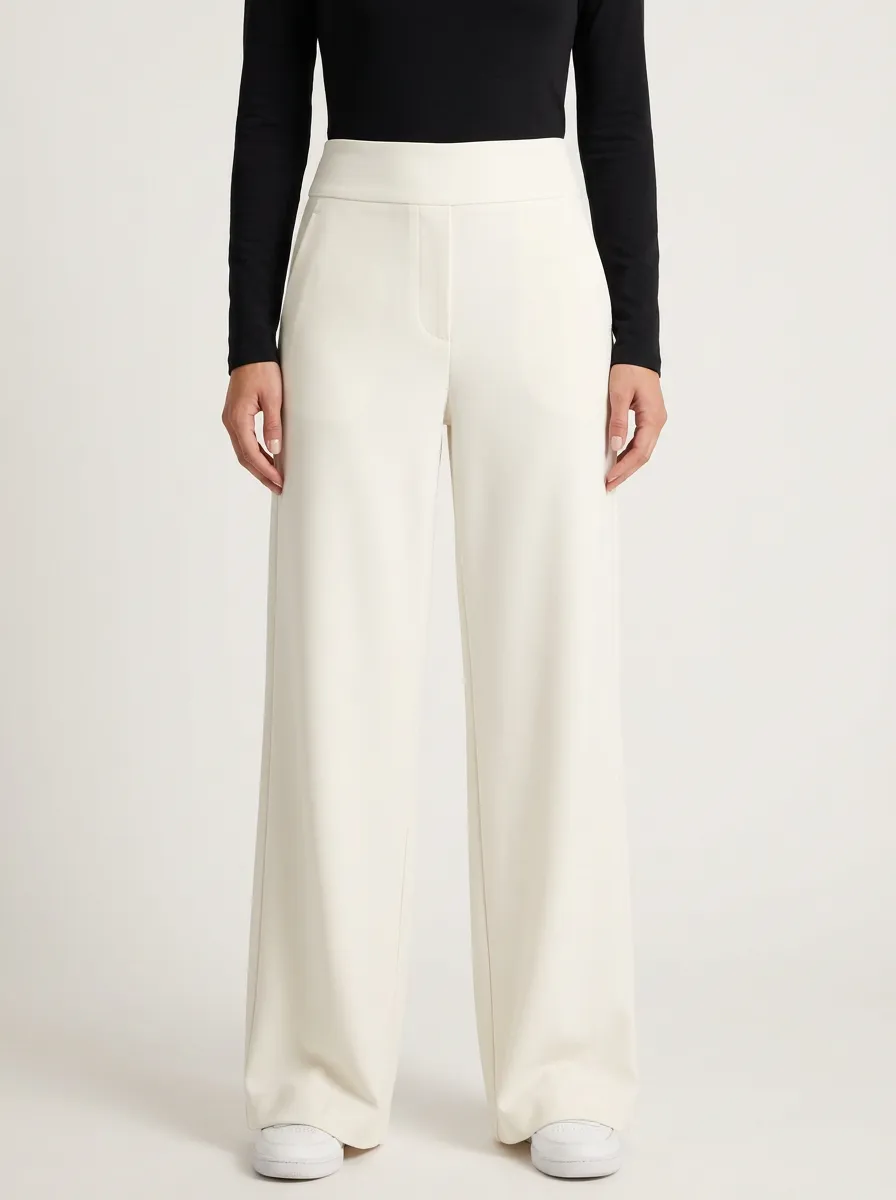 Relaxed Wide-Leg Solid Printed Women's Wide-Leg Pants