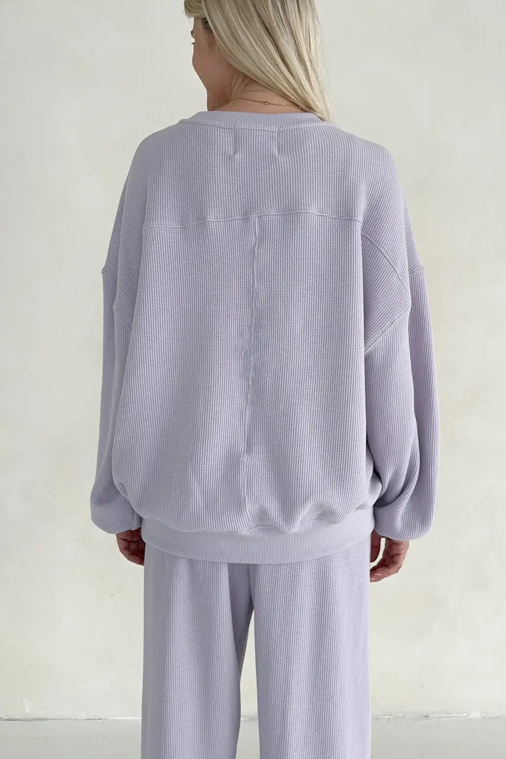 Roomy Fit Waffle Knit Sweatshirt
