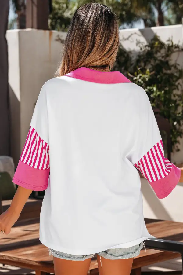 Colorblock Striped Patchwork Polo Shirt