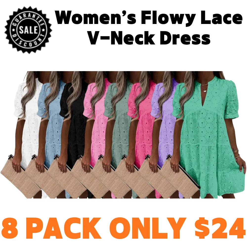 Women’s Flowy Lace V-Neck Dress