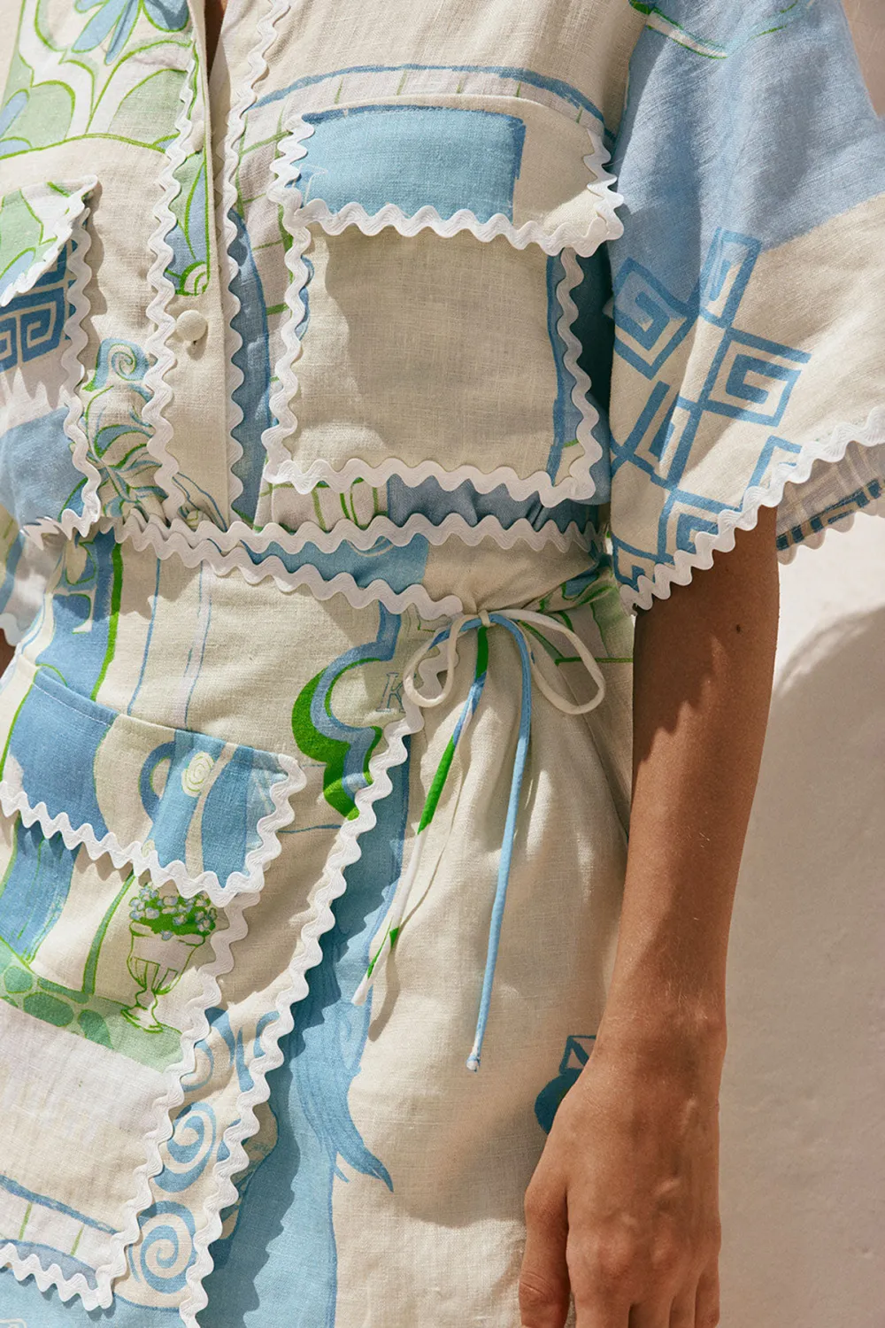 Embroidered Patchwork Short Sleeve Shirt