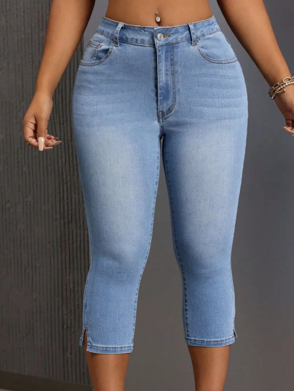 Skinny Pocketed Slit Denim Jeans