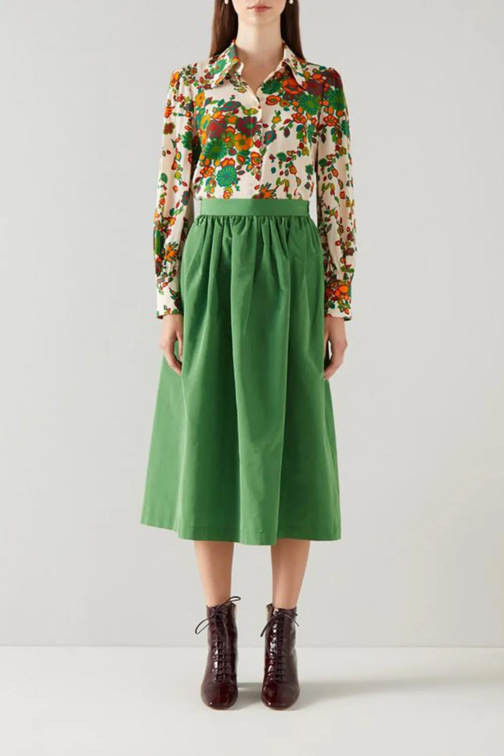 Colorful Floral Print Long Sleeve Button Down Shirt