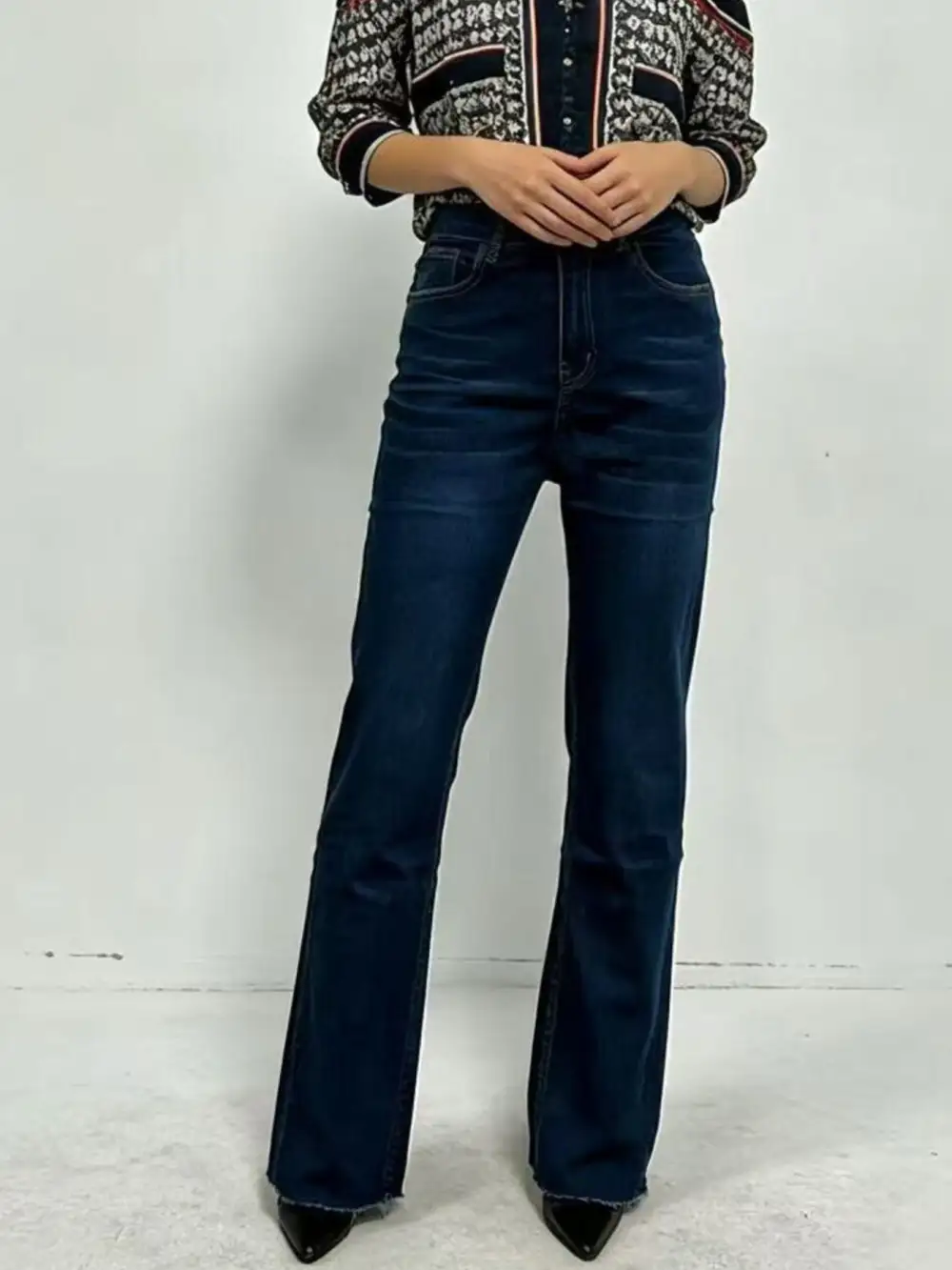 Casual High Waist Flare Leg Denim Jeans