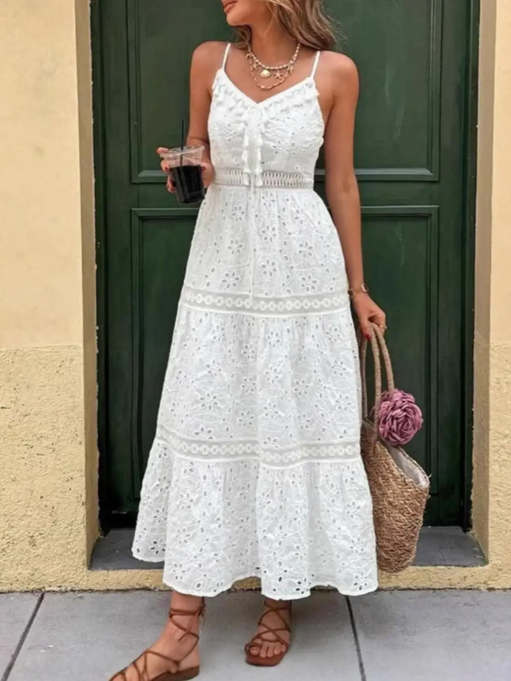 Embroidered Eyelet Dress Casual