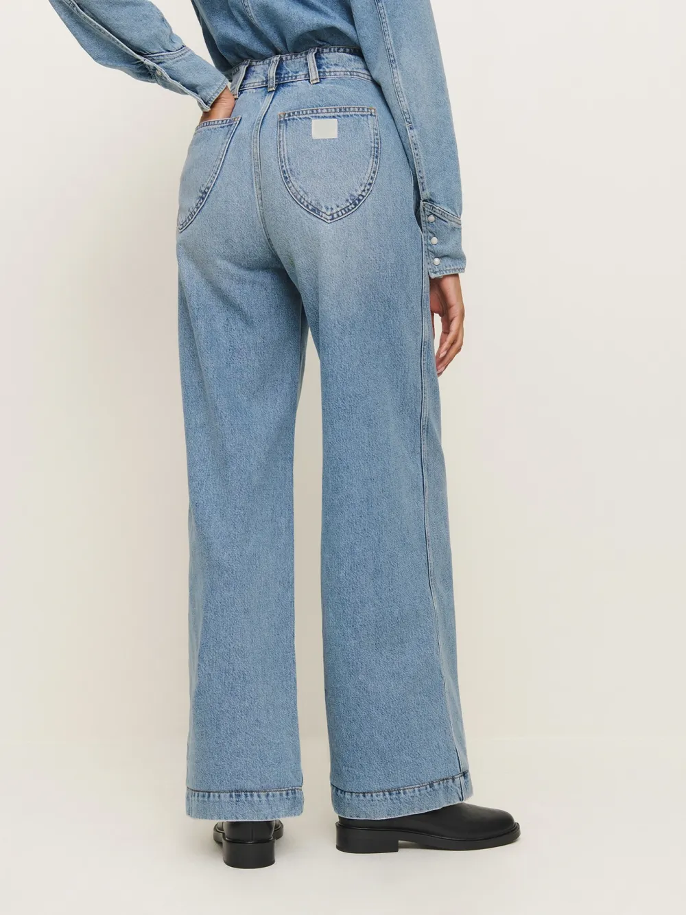 High Waisted Wide Leg Denim Jeans