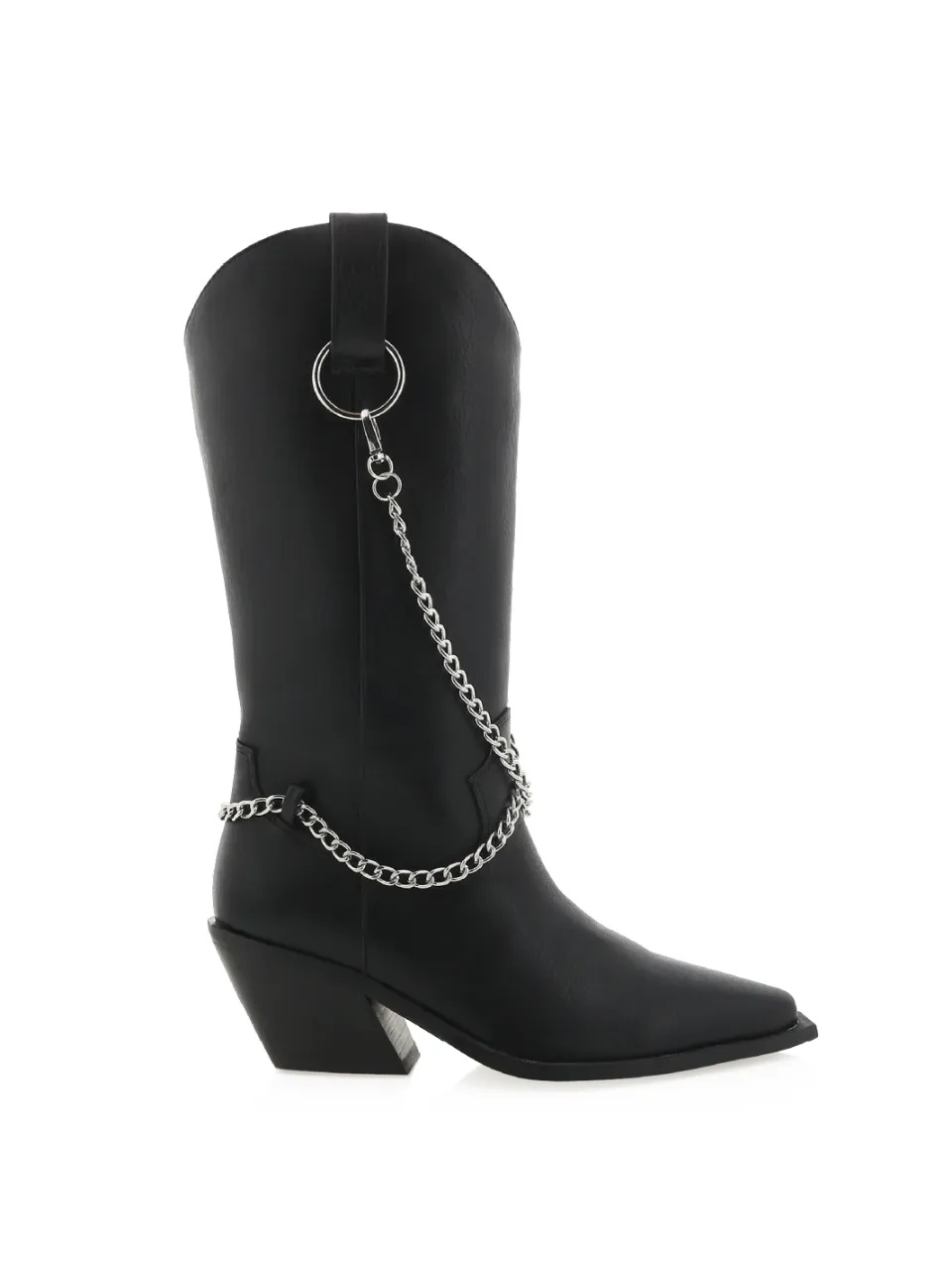 Western Cowboy Chain-Detail Knee-High Boots