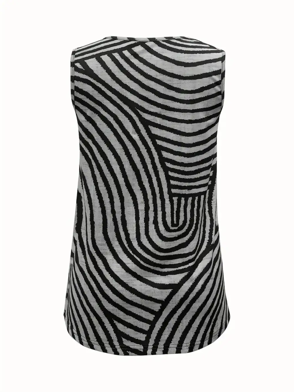 Sleeveless Zebra Print Button-Up Tank Top