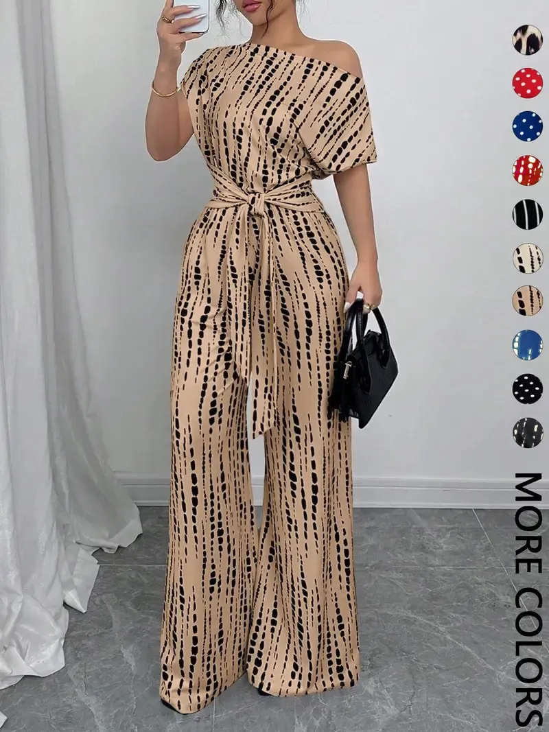 Women's printed tie-waist jumpsuit