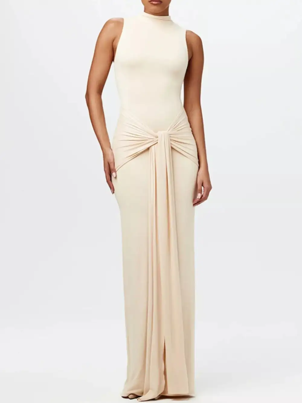 Mock Neck Sleeveless Maxi Dress