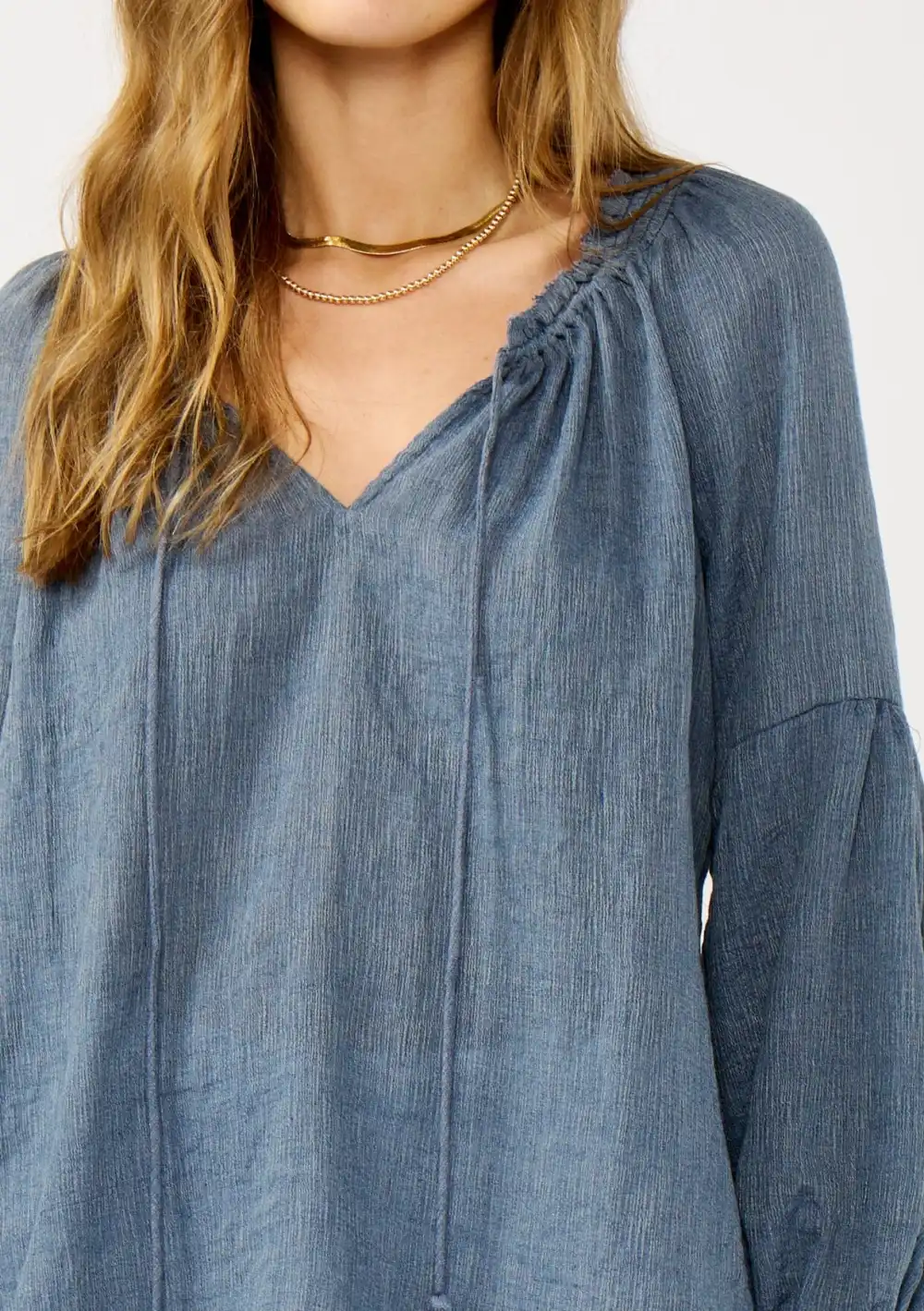 Tie Neck Long Sleeve Blouse