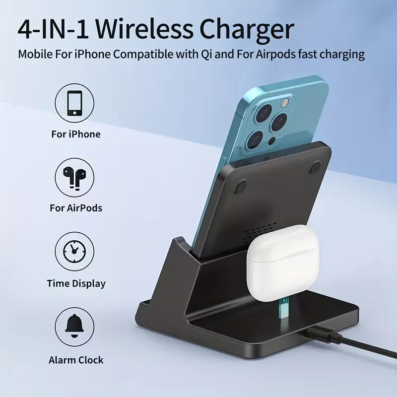 Wireless Charging Stand with Digital Clock