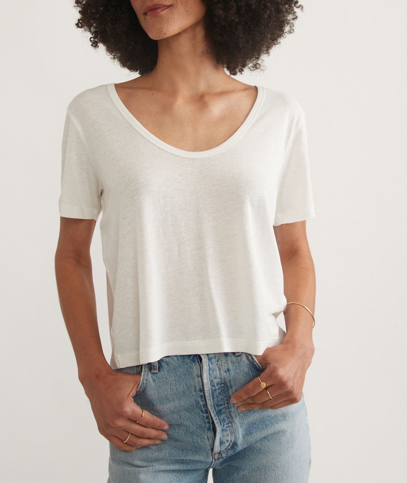 Crisp White Scoop Neck Tee